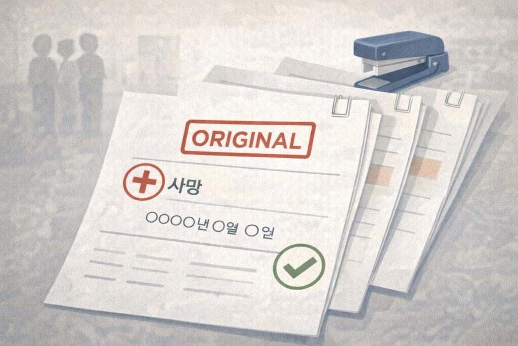 사망진단서 원본이 꼭 필요한 경우는 언제인가요?