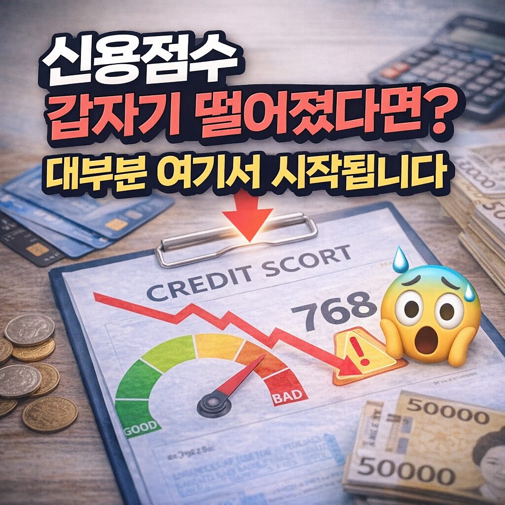 신용점수 갑자기 떨어졌다면 이유는 대부분 여기서 시작됩니다