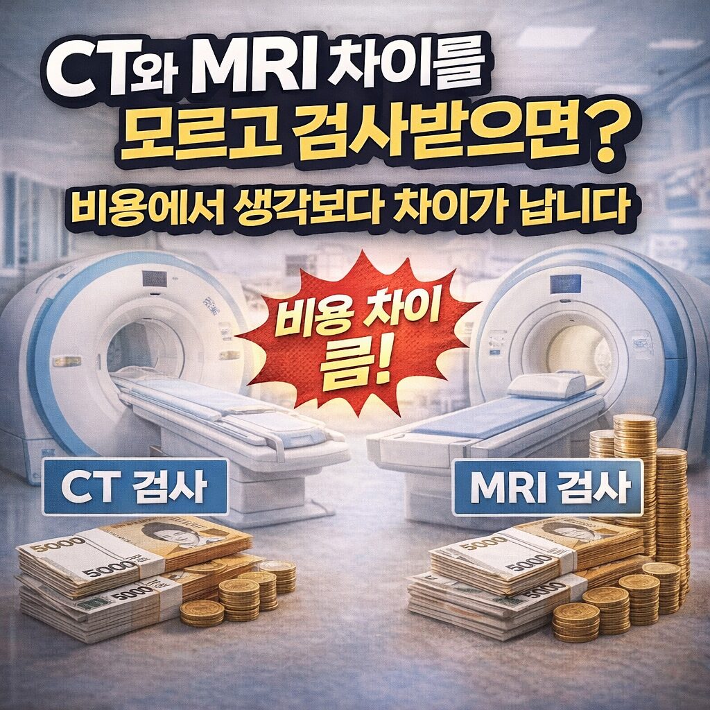 CT와 MRI 차이를 모르고 검사받으면 비용에서 생각보다 차이가 납니다