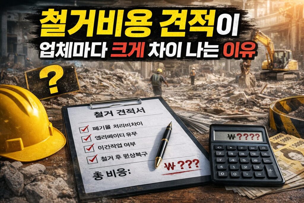 철거비용 견적이 업체마다 크게 차이 나는 이유