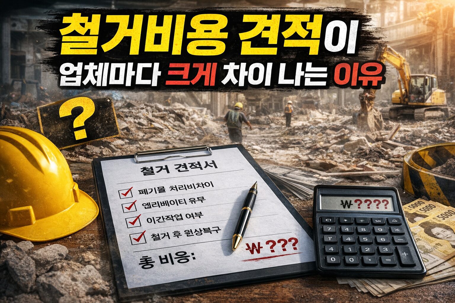 철거비용 견적이 업체마다 크게 차이 나는 이유