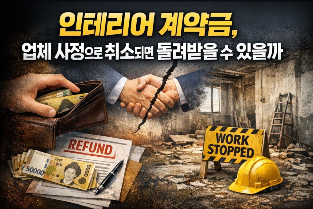 인테리어 계약금, 업체 사정으로 취소되면 돌려받을 수 있을까