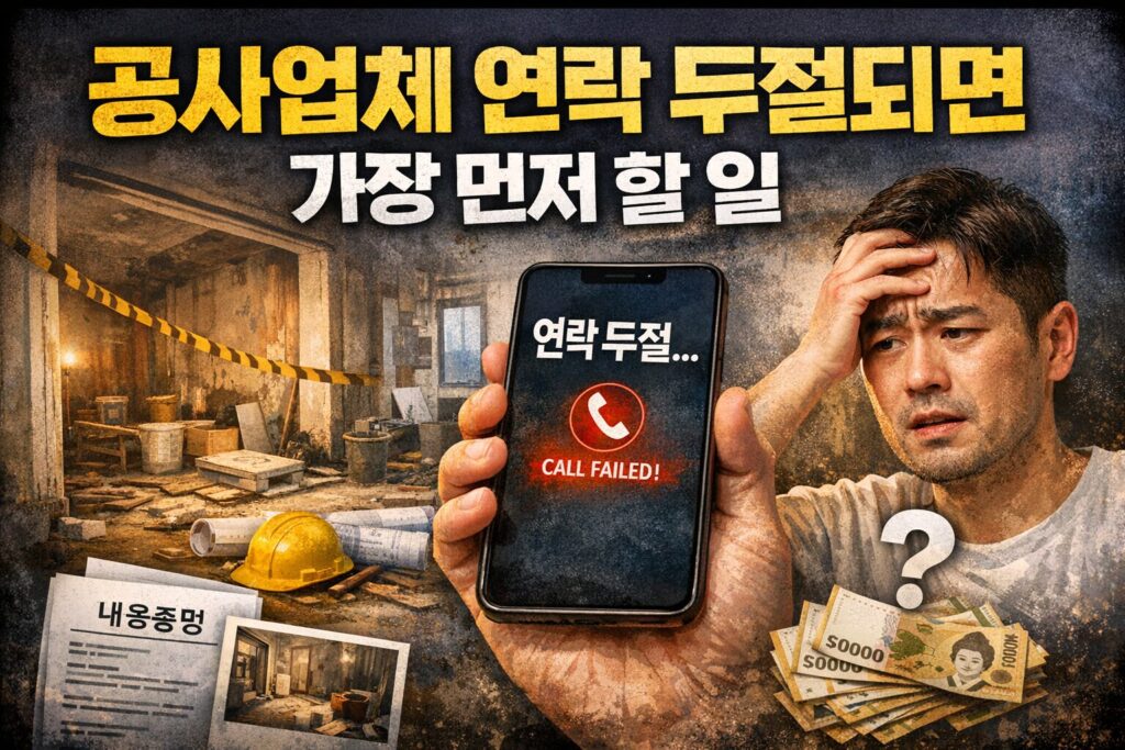 공사 시작했는데 업체가 연락 두절되면 가장 먼저 해야 할 일