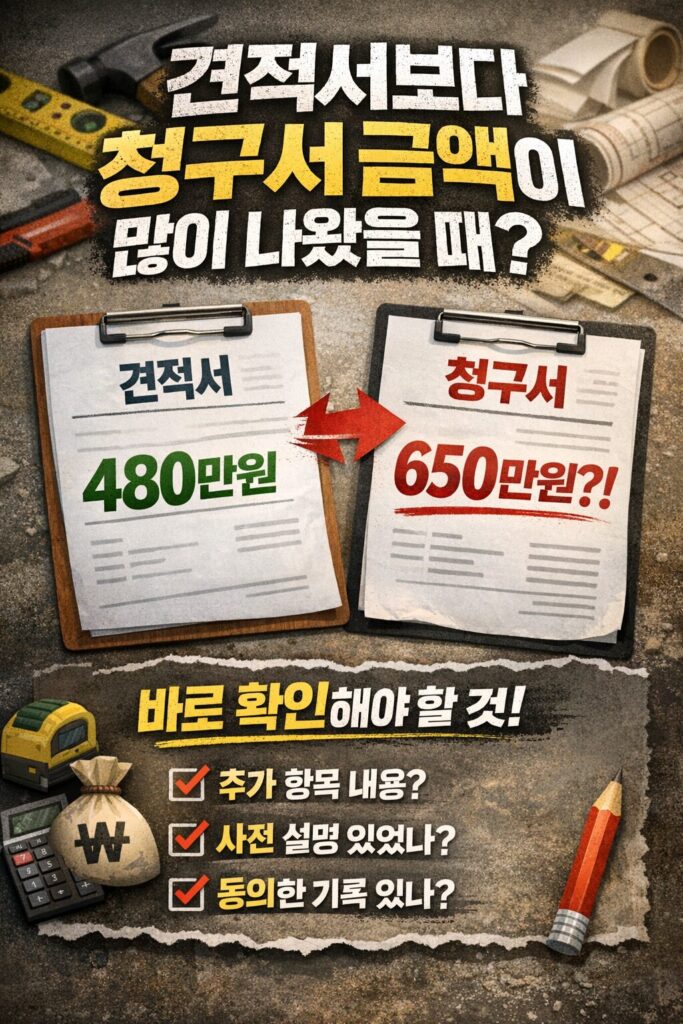 견적서보다 청구서 금액이 많이 나왔을 때 바로 확인해야 할 것