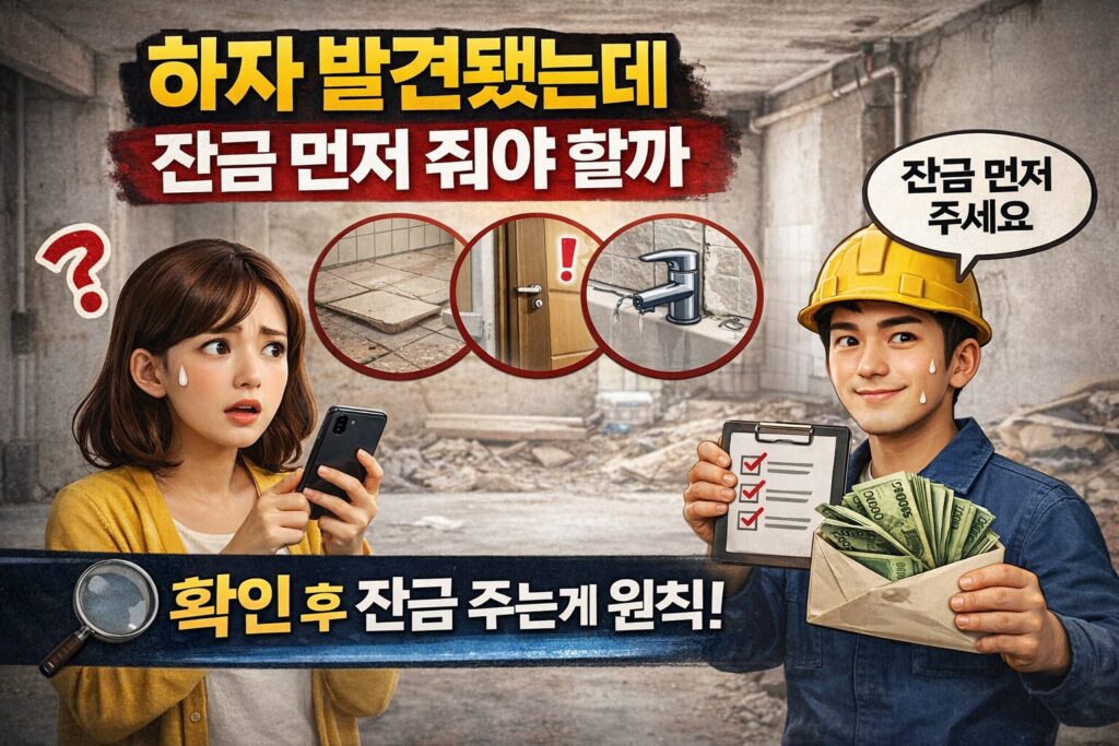 하자 발견됐는데 잔금 먼저 줘야할까