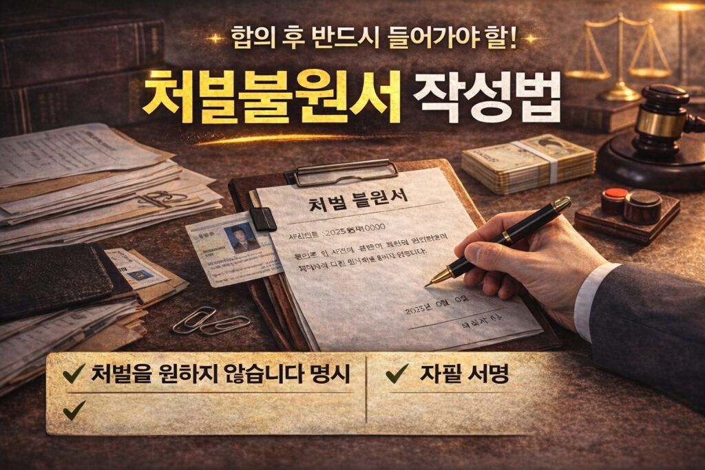 처벌불원서 작성법 – 합의 후 반드시 들어가야 할 문장 정리