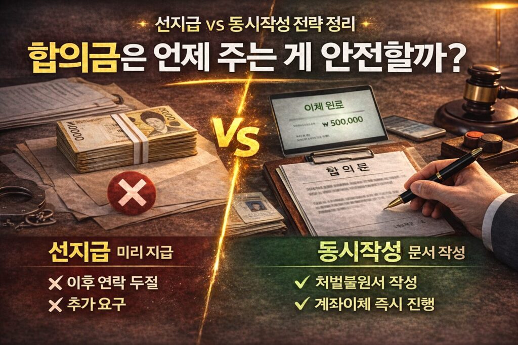 합의금은 언제 주는 게 안전할까? 선지급 vs 동시작성 전략 정리