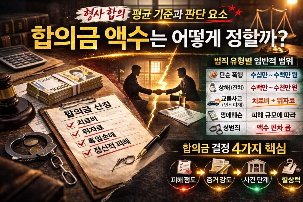 합의금 액수는 어떻게 정할까? 형사 합의 평균 기준과 판단 요소