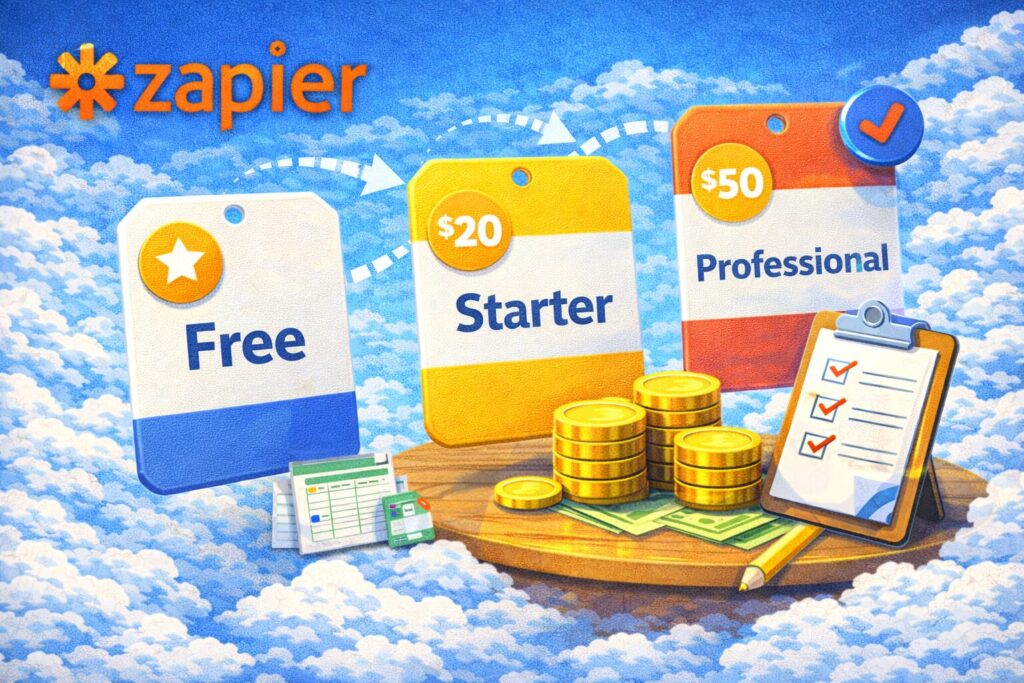 Zapier 자동화 비용 구조 – 무료 플랜과 유료 요금제 차이
