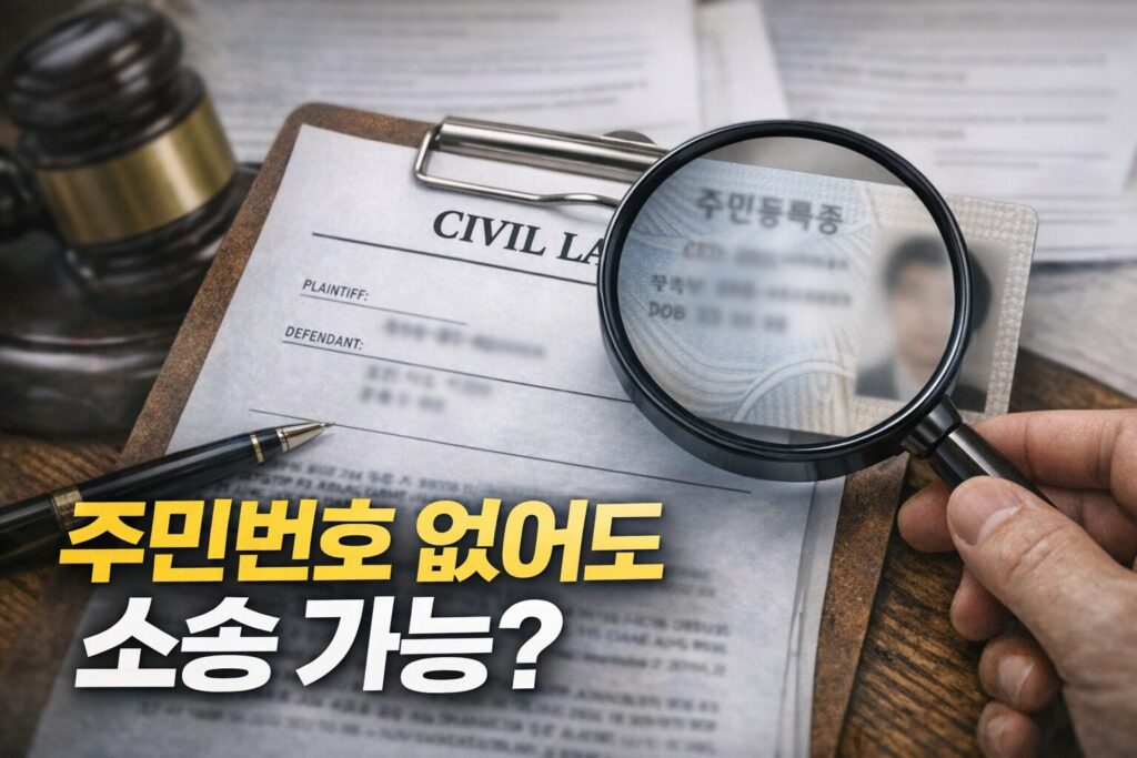 상대방 주민번호 없이 민사소송 접수되는 경우, 이름과 주소만 알아도 가능한지 실제 기준