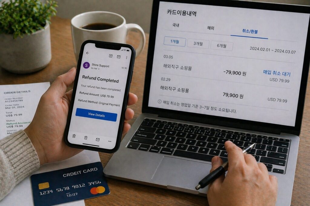 해외직구 환불 완료됐는데 카드값이 그대로일 때, 실제 취소 반영까지 걸리는 시간