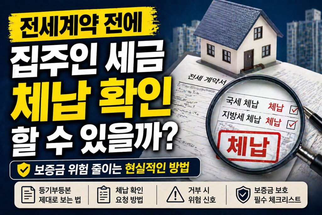 전세계약 전에 집주인 세금 체납 확인할 수 있을까? 보증금 위험 줄이는 현실적인 방법