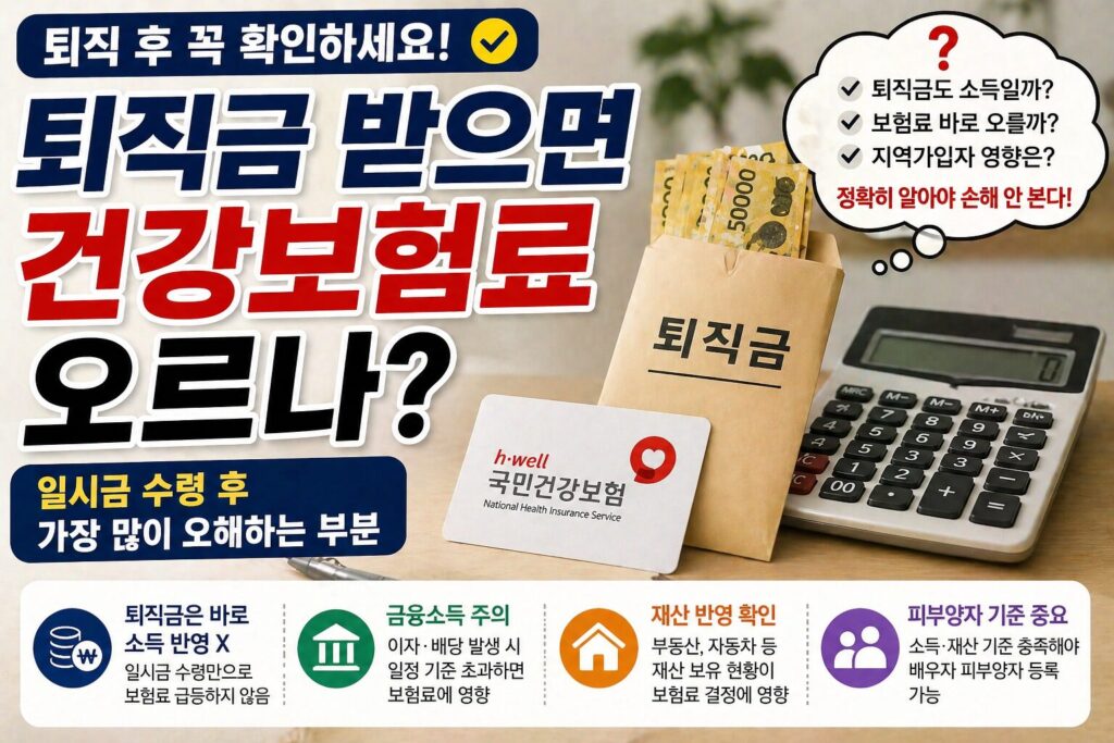퇴직금 받으면 건강보험료 오르나? 일시금 수령 뒤 보험료 계산에서 가장 헷갈리는 부분
