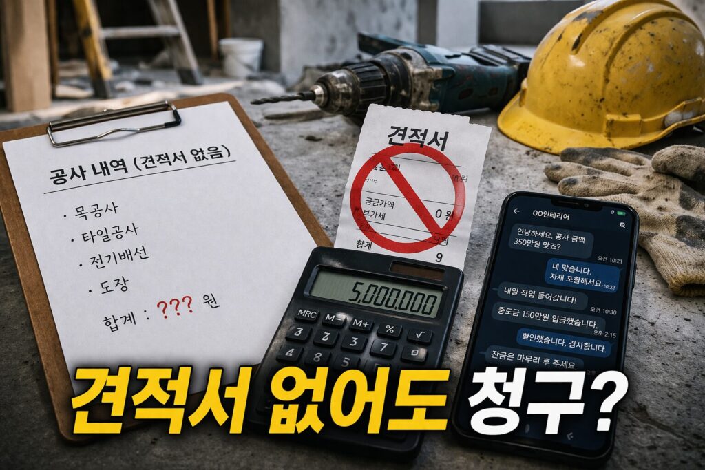 견적서 없이 공사했는데 공사대금 청구 가능할까? 계약서 없는 공사비 분쟁에서 인정되는 증거