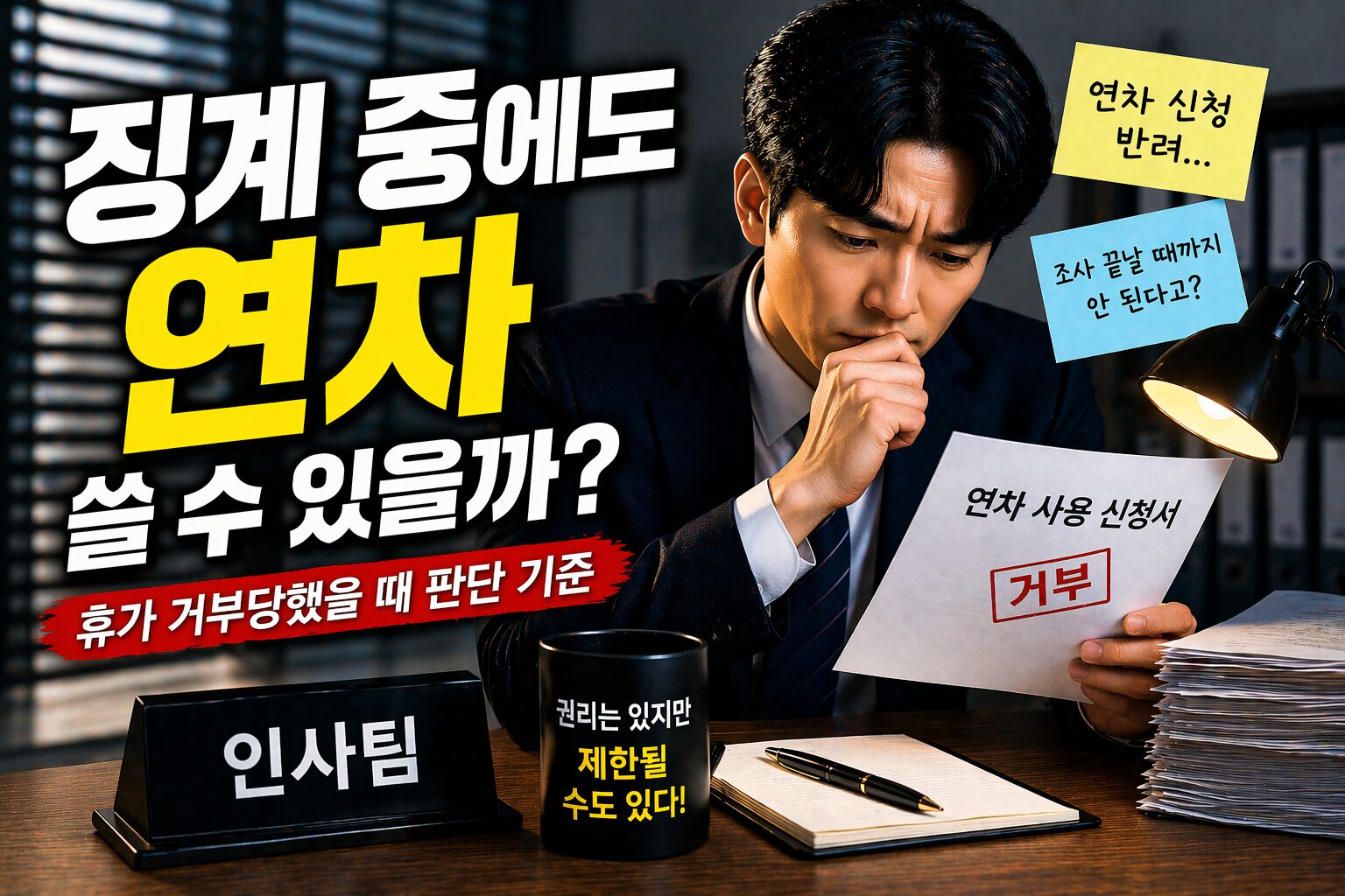 징계 중 연차 사용 제한 가능한가? 회사가 휴가 못 쓰게 할 때 판단 기준