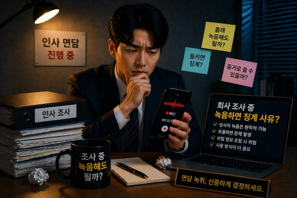 회사 조사 중 녹음하면 징계 사유가 되나? 면담 녹취 전에 꼭 알아야 할 기준