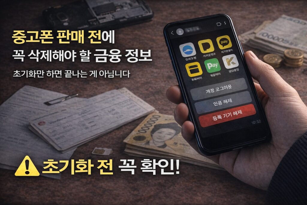 중고폰 판매 전에 꼭 삭제해야 할 금융 정보, 초기화만 하면 끝나는 게 아닙니다