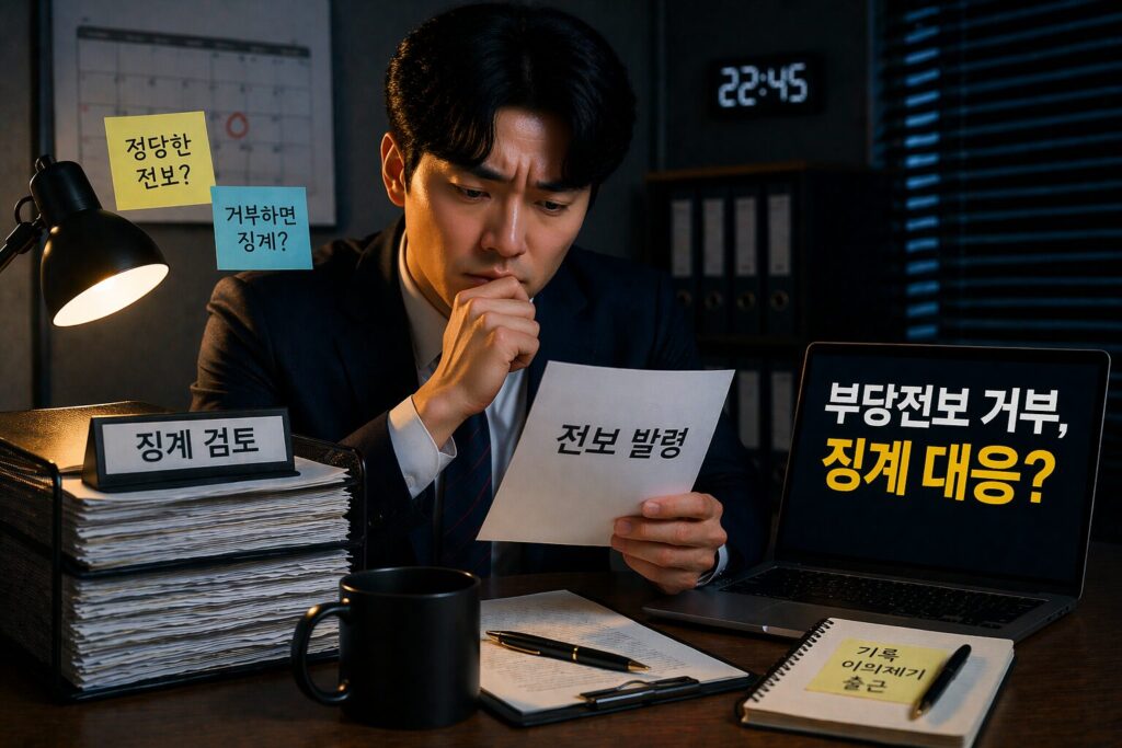 부당전보 거부 후 징계받으면 어떻게 대응해야 하나? 원치 않는 인사발령 거절했을 때 기준