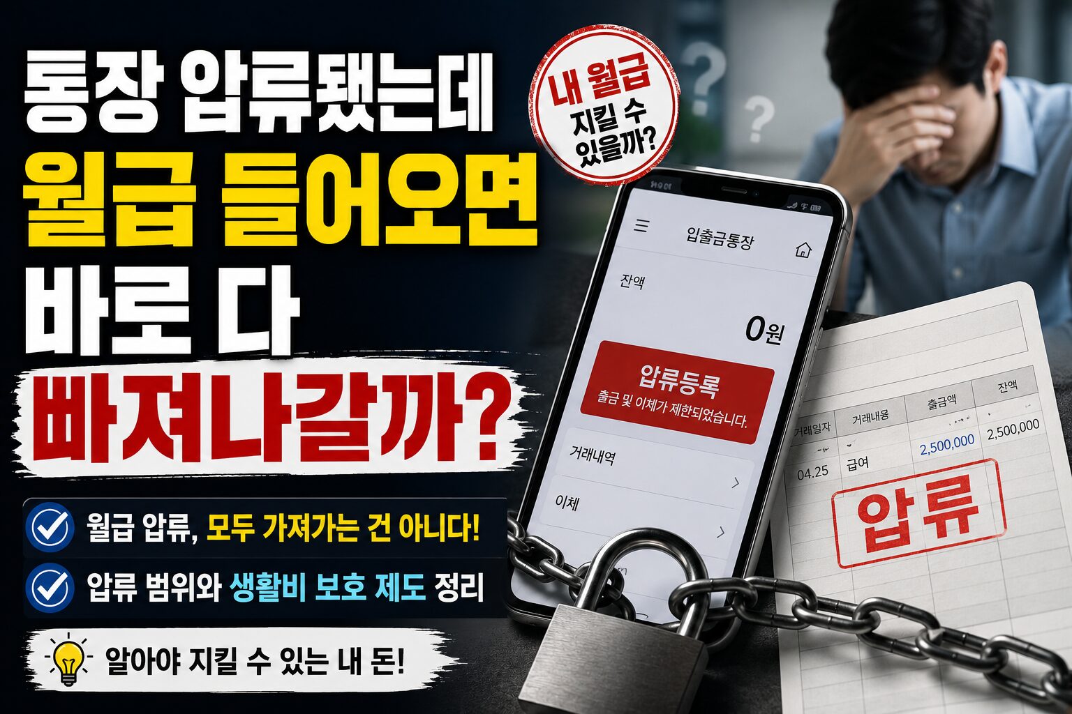 통장 압류됐는데 월급 들어오면 바로 다 빠져나갈까?