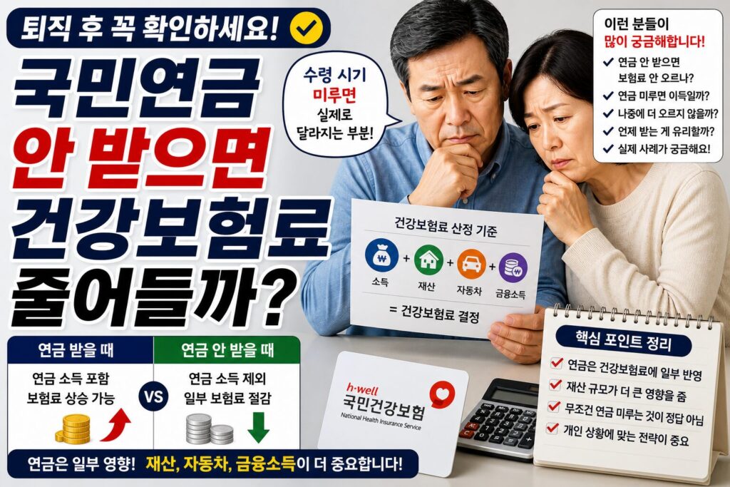 국민연금 안 받으면 건강보험료 줄어들까? 수령 미루면 실제로 달라지는 부분
