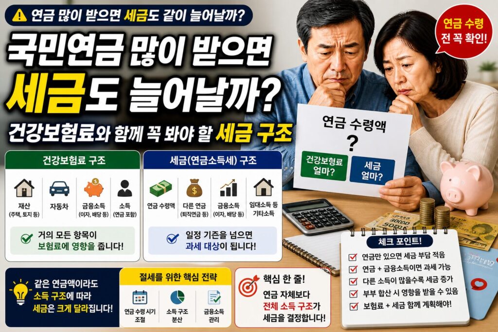 국민연금 많이 받으면 세금도 같이 늘어날까? 건강보험료와 함께 꼭 봐야 할 세금 구조