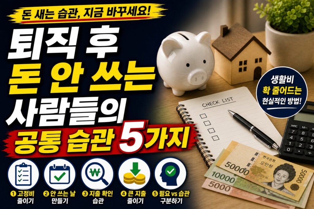퇴직 후 돈 안 쓰는 사람들의 공통 습관 5가지 (생활비 확 줄어드는 현실적인 방법)