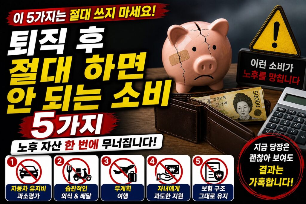 퇴직 후 절대 하면 안 되는 소비 5가지 (노후 자산 한 번에 무너지는 지출 습관)