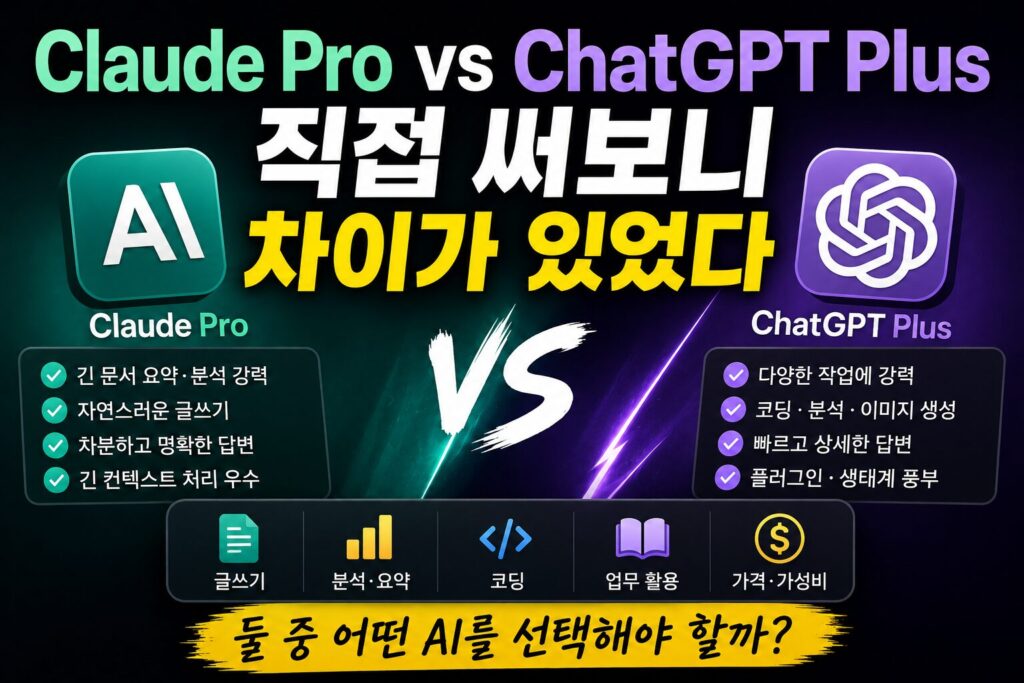 Claude Pro vs ChatGPT Plus 비교 – 실제로 써보니 차이가 있었다