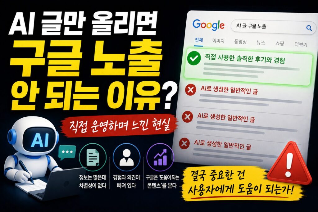 AI 글만 올리면 구글 노출 안 되는 이유? 직접 운영하며 느낀 현실