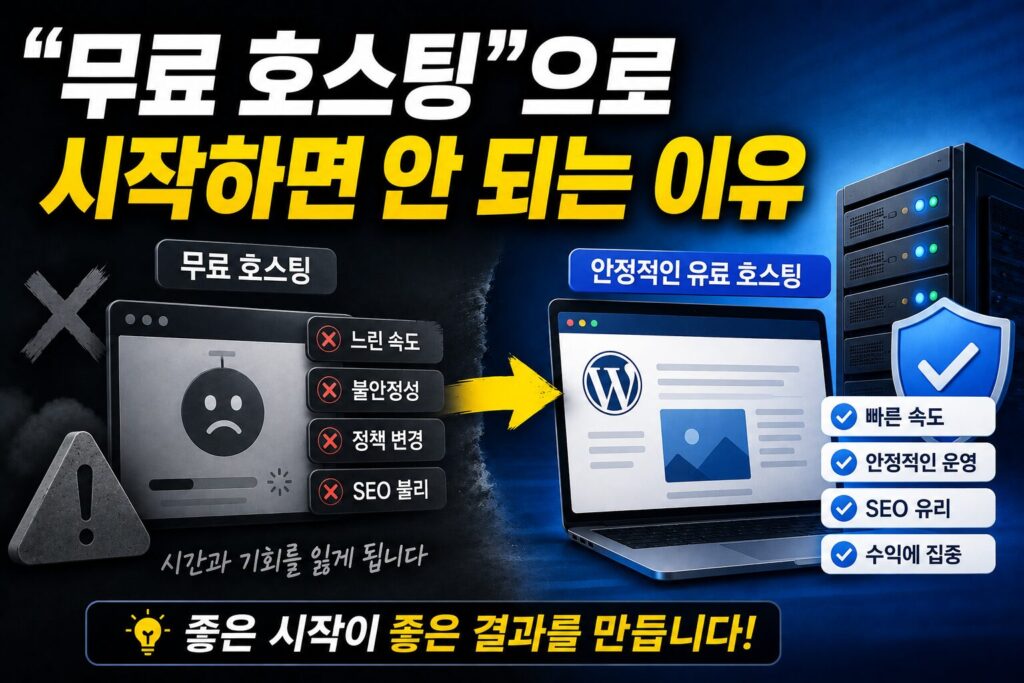 “무료 호스팅”으로 시작하면 안 되는 이유